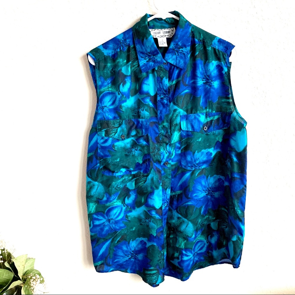 Leena Studio vintage silk sleeveless blouse size M